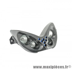 Double optique imitation carbone (4 lampes halogène + leds bleu) pour scooter mbk nitro / yamaha aerox