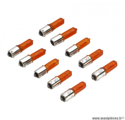 Boite x10 ampoules clignotants 12v 21w norme h21 culot bay9s témoin ergots decales 120 degrés orange