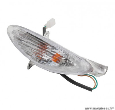 Clignotant avant gauche transparent (homologué CE) pour scooter chinois gy6, 139 qmb, qt3 / peugeot v-clic / sym orbit / baotian bt49qt *Sélection!