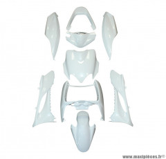 Kit 9 pièces carénage blanc brillant pour scooter mbk mach g / yamaha jog rr