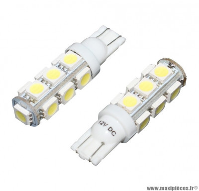 Paire d'ampoules clignotants 12v à leds 10w culot w2,1x9,5d wedge blanc