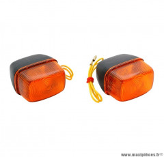 Paire de clignotants avant noir / orange pour scooter mbk booster spirit / yamaha bw's