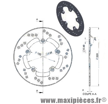 Disque de freins arrière diamètre 220 pour aprilia rs après 1999