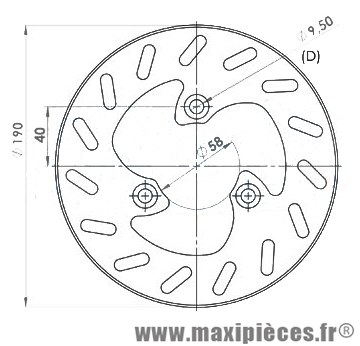 Disque de frein avant diamètre 190 mm pour peugeot trekker buxy vivacity elyseo sv ...