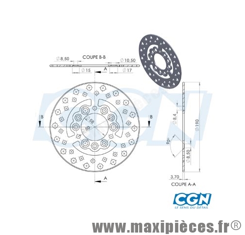 DISQUE FREIN NG AV ADAPT.STUNT NAKED (d.190mm)