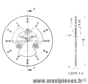 Disque de frein avant diamètre 170 mm pour scooter peugeot kisbee