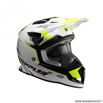 Casque cross adulte marque Doppler taille L (T59-60) couleur blanc jaune noir verni