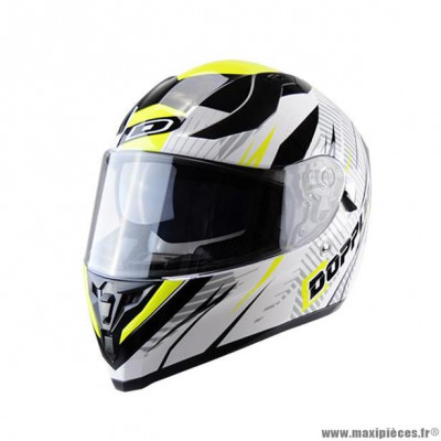 Casque intégral adulte marque Doppler V2 taille XL (T61-62) couleur blanc jaune noir verni