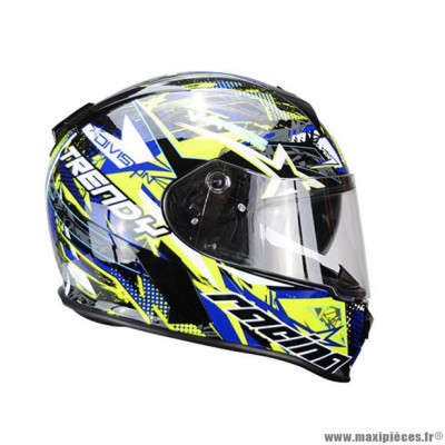 Casque intégral adulte marque Trendy 20 T-602 Skiddy taille M (T57-58) couleur bleu jaune verni