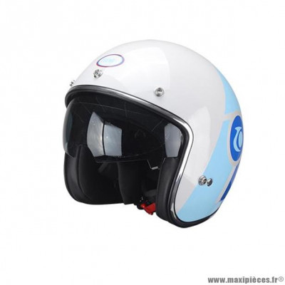 Casque jet adulte marque Trendy 20 T-104 Herby taille L (T59-60) couleur blanc bleu rouge verni