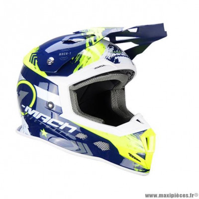 Casque cross adulte marque Trendy 20 T-902 Mach1 taille XL (T61-62) couleur bleu jaune