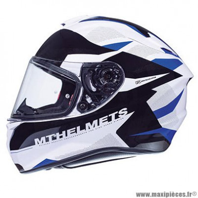 Casque intégral adulte marque MT Helmets Targo Enjoy taille M (T57-58) couleur bleu blanc nacré brillant