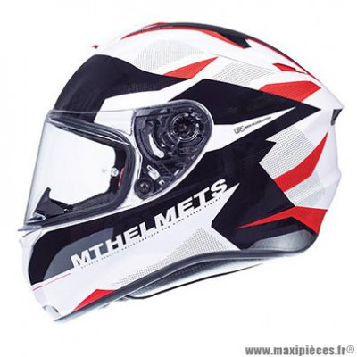 Casque intégral adulte marque MT Helmets Targo Enjoy taille XS (T53-54) couleur rouge blanc nacré brillant