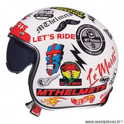 Casque jet adulte marque MT Helmets Le Mans 2 SV Anarchy taille XS (T53-54) couleur blanc