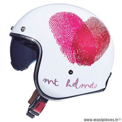 Casque jet adulte marque MT Helmets Le Mans 2 SV Love taille M (T57-58) couleur blanc rose nacré brillant