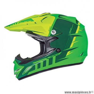 Casque cross enfant marque MT Helmets MX2 Spec Kid taille YM (T49-50) couleur vert jaune fluo