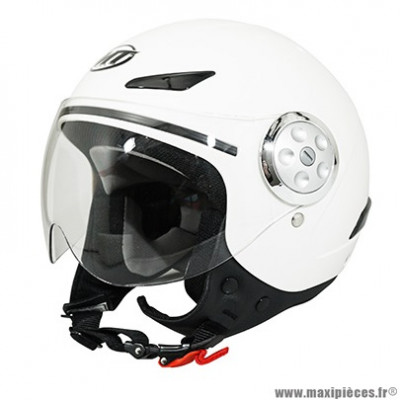 Casque jet enfant marque MT Helmets Urban Kid taille YL (T51-52) couleur uni blanc brillant