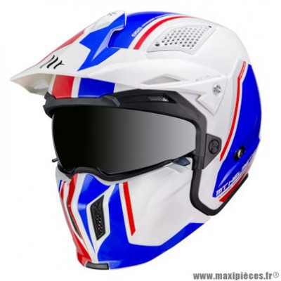 Casque trial adulte marque MT Helmets Streetfighter SV taille S (T55-56) couleur bleu blanc brillant