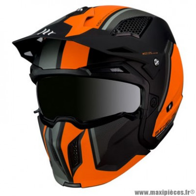 Casque trial adulte marque MT Helmets Streetfighter SV taille M (T57-58) couleur orange fluo noir mat