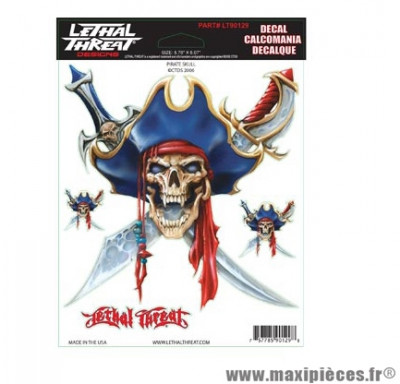 Autocollant marque Lethal Threat Crane de Pirate taille 15x20cm - LT90129