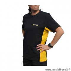 T-shirt marque Doppler taille XL couleur noir avec bande latérales jaunes