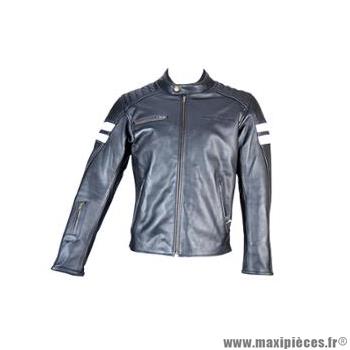 Blouson cuir marque Trendy Lenoa taille XL couleur noir blanc