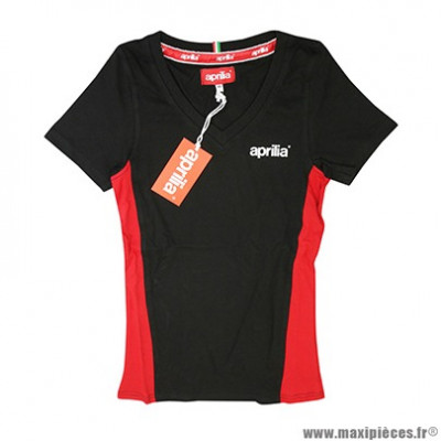 T-shirt femme marque Aprilia taille XS couleur noir rouge