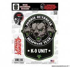 Autocollant marque Lethal Threat Zombie K9 Unit taille 15x20cm - LT88099