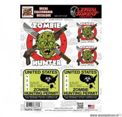 Autocollant marque Lethal Threat Zombie Hunter Kit taille 15x20cm - LT88643