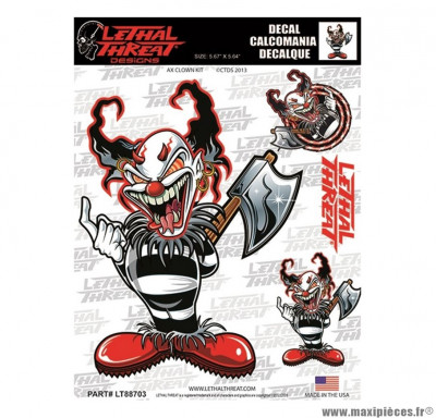 Autocollant marque Lethal Threat Killer Clown Set taille 15x20cm - LT88703