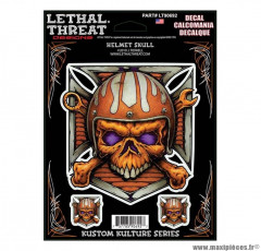 Autocollant marque Lethal Threat Helmet Skull taille 15x20cm - LT90692