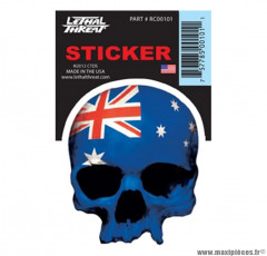 Autocollant marque Lethal Threat Australian Skull taille 7x11cm - RC00101