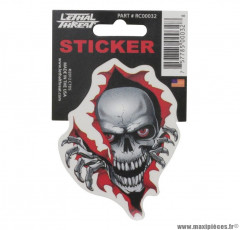 Autocollant marque Lethal Threat Rip Skull taille 7x11cm - RC00032