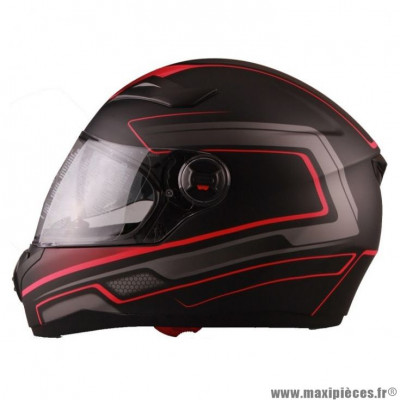 CASQUE INTEGRAL DOUBLE VISIERE VITO FALCONE NOIR MAT - ROUGE TAILLE M 57/58CM * Déstockage !