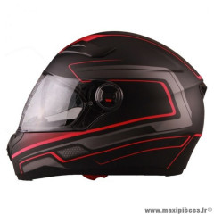 CASQUE INTEGRAL DOUBLE VISIERE VITO FALCONE NOIR MAT - ROUGE TAILLE M 57/58CM * Déstockage !