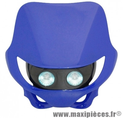 Tête de fourche plaque phare enduro halogène 2x20watts pour moto 50 à boite (bleu)