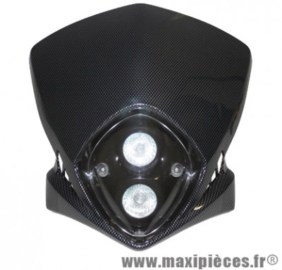 Tête de fourche plaque phare duke 2x20w halogène pour moto 50 à boite (finition carbone)