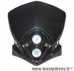 Tête de fourche plaque phare duke 2x20w halogène pour moto 50 à boite (finition carbone)