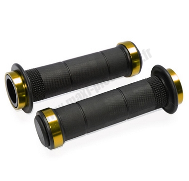 Paire de poignées microtech or/noir anodisé pour 50 à boite/scooter/maxi scooter/mobylette ... *Prix discount !