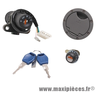 Contacteur a cle neiman de 50 a boite pour rieju rs1 evolution (avec serrure de selle + bouchon essence)
