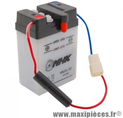 Batterie 6v / 2ah (6n2a-2c)(vendu sans acide) pour dax... (dimension: lg68xl45xh104)