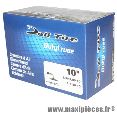 Chambre à air 10 pouces Deli Tire 3.50/4.00x10 - 110/80x10 - valve standard coudée JS-87C