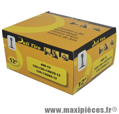 Chambre a air 12 pouces Deli Tire 4.00x12 - 120+130+140/70x12 - 120+130/80x12 - valve droite TR-4