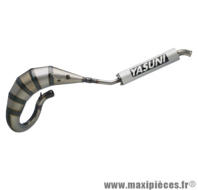Pot d'echappement yasuni cross hm (passage haut) pour derbi senda silencieux silver 2 parties.