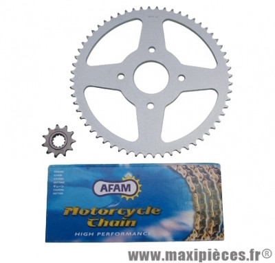 Kit chaine afam pour 50 à boite (420-11x60) : mbk x-power yamaha tzr 50 de 2007 à 2008 démutiplication d'origine