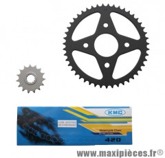 Kit chaine 50 à boite (420-15x46) Mbk x-power yamaha tzr 50 alésage 54mm