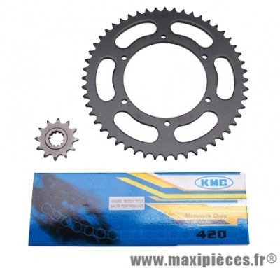 Kit chaine 50 à boite (420-12x52) pour Peugeot XR6 alésage 108mm.